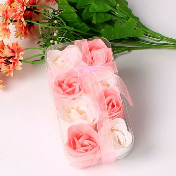 

8pcs/set rose valentine's day gift soap flower scented rose flower petal bath body soap wedding party decoration new 2020