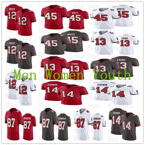 

2020 new men women tampa youth 12 tom brady jersey buccaneer 87 rob gronkowski evans chris godwin devin white jersey, Black