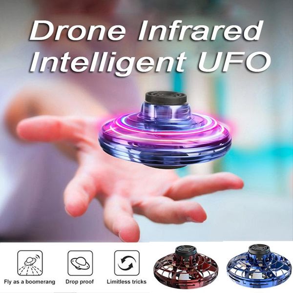 

2020 flynova ufo spinner toy intelligent infrared drone somatosensory aircraft 360Â° rotating shinning with led lights xmas flying toy gift