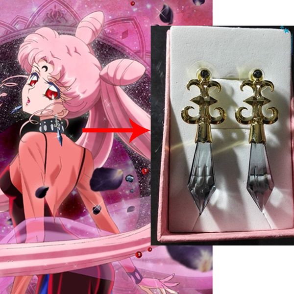 

black lady sailor moon earrings ear crystal silver alloy anti-allergy collection level cosplay anime cartoon gift box gold, Blue;gray