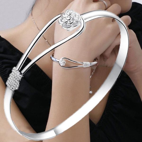 

cuff party elegant silver charm portable gift jewelry accessories romantic women bracelet, Black