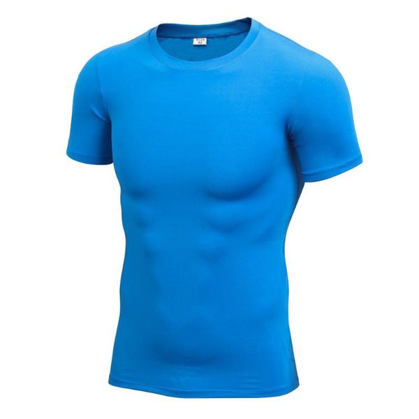 

summer men compression basketball running t shirts short sleeve sports tight quick drying fitness gym base layer, Black;blue