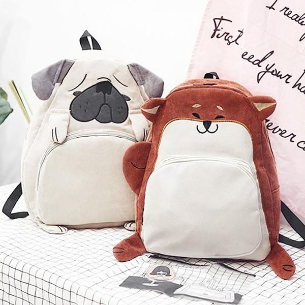 

fahion women backpack schoolbag cute dog backpack female vintage notebook for girls school plecak damski #t2g