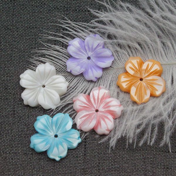 

5pcs natural shell colorful carved flower beads pendant 20mm jewelry making handmade diy hair clip brooch earring accessories