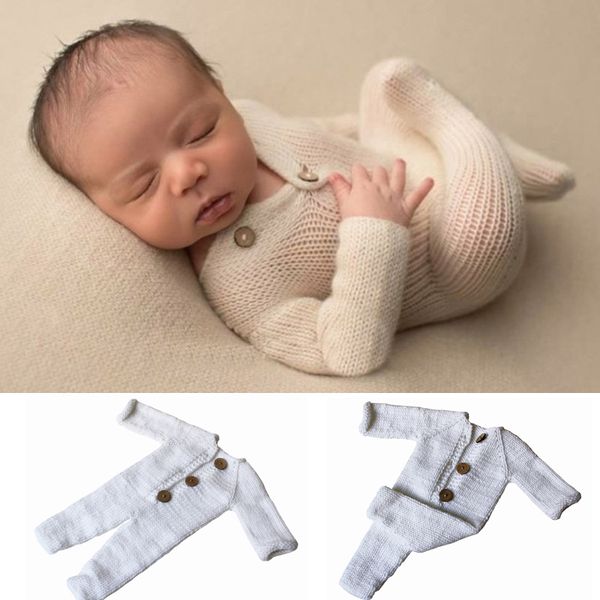 

jumpsuits woolen knitted baby po shoot clothes white rompers infant boy girl pictures clothing outfits jumpsuit autumn winter warm, Blue