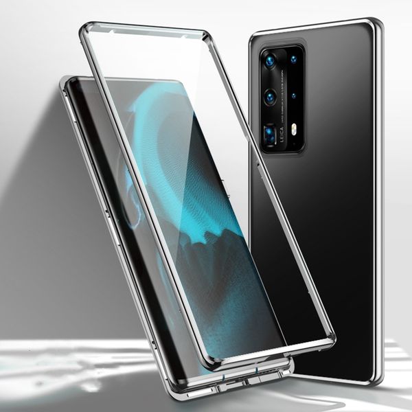 

лучшие продажи huawei р40 / p40pro мобильный телефон случае, двухсторонний магнитное поглощение прозрачное стекло случай мобильного телефона