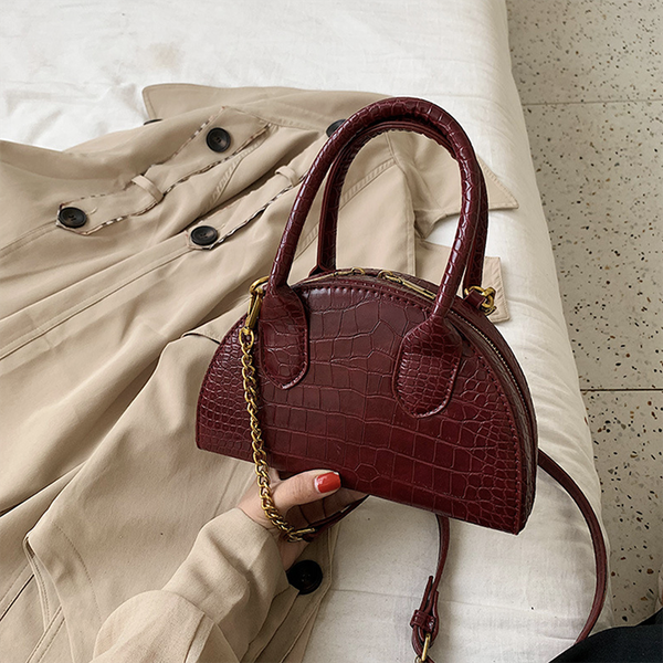

half round shoulder bag for women 2020 crocodile pattern pu leather crossbody bag summer travel handbags and purse with totes