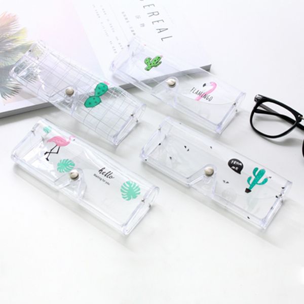 

1pc nice fashion cute clear sunglasses glasses case transparent glass storage protection carry box eyewear accessoires, Silver