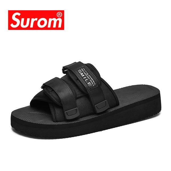 

surom soft comfortable flip flops fashion outdoor sea and beach casual men slipper black white home slippers male non-slip, Blue;gray