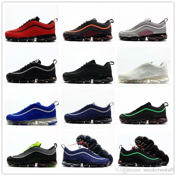 

2018 New 97 Kpu OG 97s Triple Black White Green Metallic Silver Red Rubber Mens Running Shoes Sneakers With Box Size 7-13