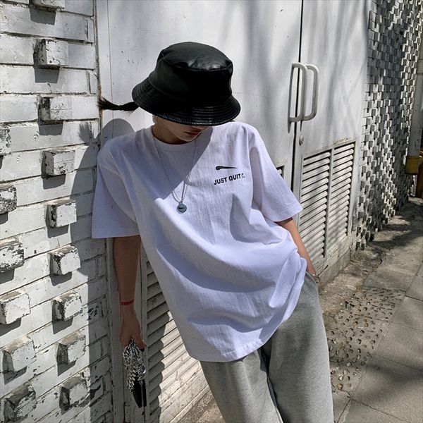 

2020 xia zhenni trend ins american lazy bfwind loose short-sleeved and shorts t-shirt shorts t-shirt female, White