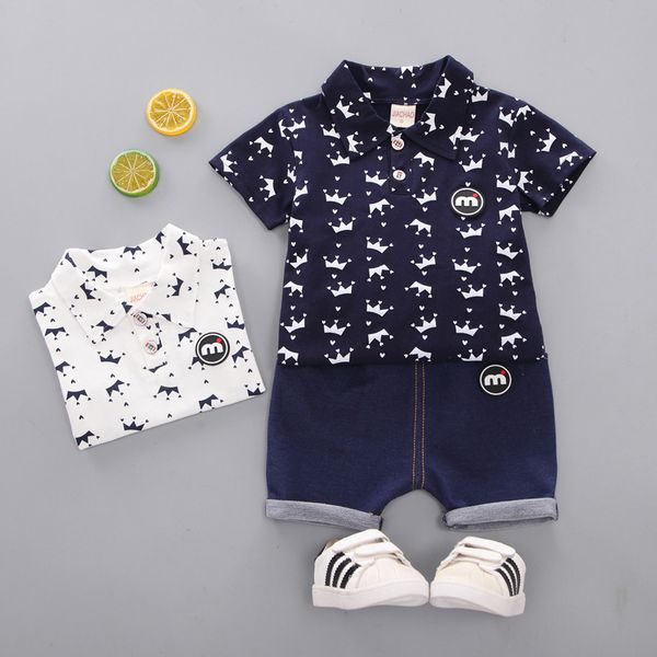 

new children summer cotton out clothes baby boys cartoon printed t shirt shorts 2pcs/sets infant kids fashion toddler tracksuits t200629, White