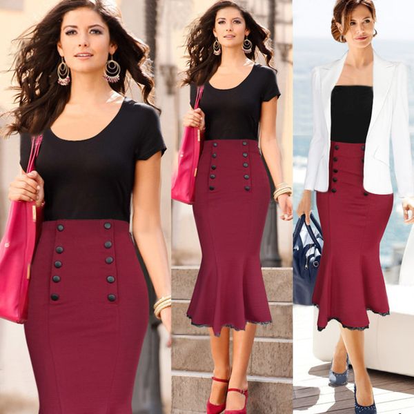 

women designer waist solid color lace fishtail skirtbtitbtit, Gray