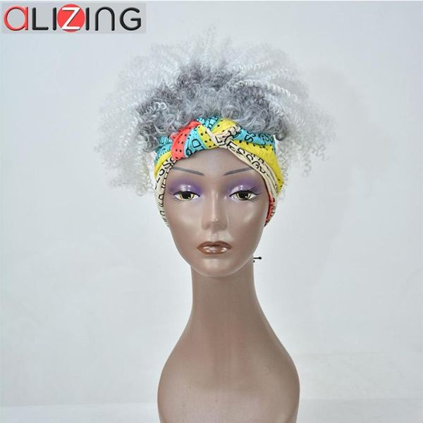 

synthetic wigs alizing curly short ombre white hairstyle high temperature hair for american african women cosplay party, Black