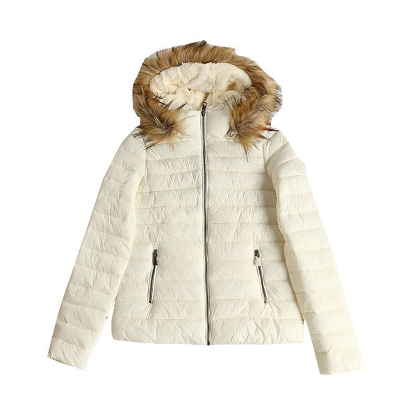 

f5037 chao soft white hooded fur collar quilted short cotton coat, Blue;black