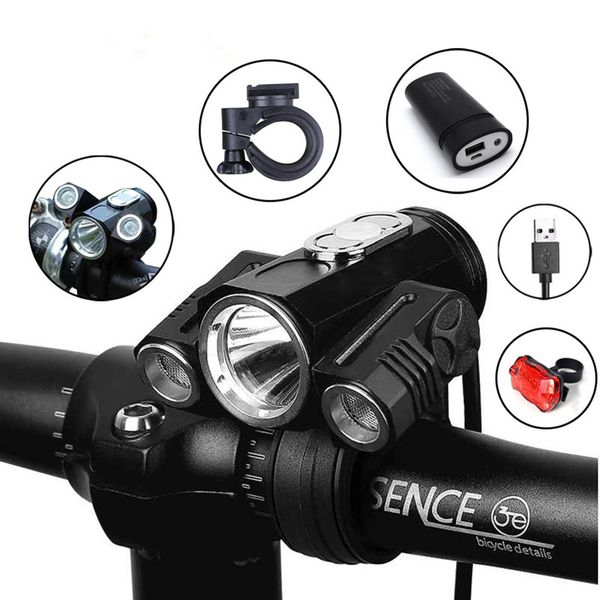 

bicycle light adjust angle bike led front t6 usb dual purpose rechargeable battery cycling lamp bike accessories
