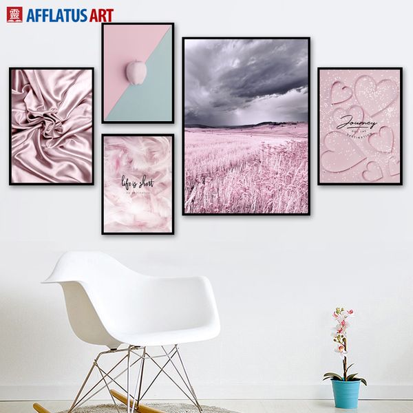 

warm pink temptation landscape painting wall art canvas painting nordic posters and prints wall pictures for living room decor