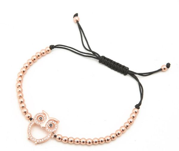 

micro pave copper white cz cubic zirconia rope adjusted beads bracelet 26 alphabet initial charm braided bangles letters yj435, Black
