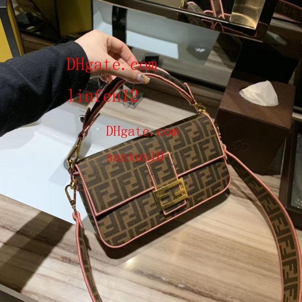 

ins women fashion medium baguett chain shoulder strap handbags women brand wide strap shoulder bags, Black