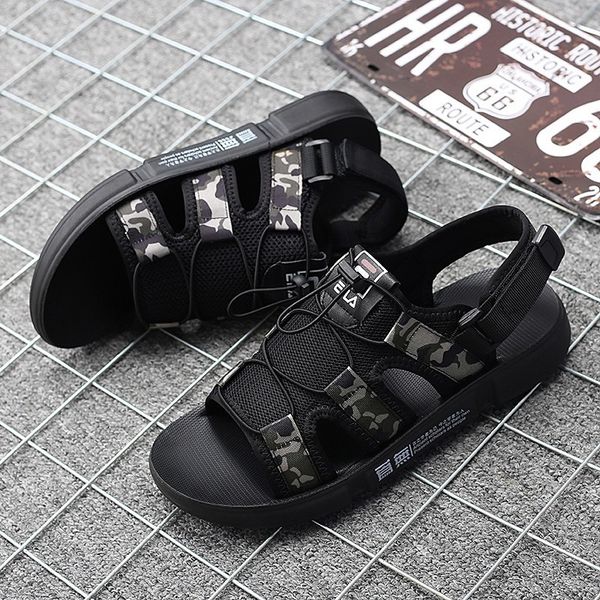 

sandals men shoes summer 2019 beach fashion men's outdoor sandals men shoes flip flops slippers flat comfortable casual, Black