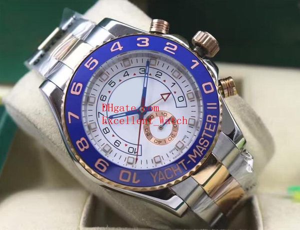 

6 colour quality mens watches 44 mm yacht master ii 116681 116680 116688 stainless steel ceramic bezel white dial asia 2813 automatic mec, Slivery;brown