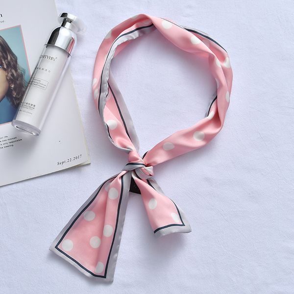 

style long elegant small scarf spring and summer decoration of small silk scarf variety tied bag silk fashion ribbon, Blue;gray