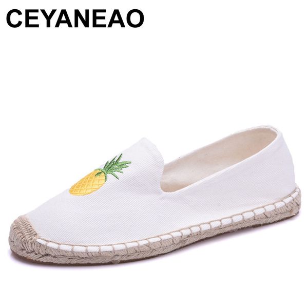 

ceyaneao espadrilles women flat shoes spring summer ladies loafers embroidered canvas linen fishman flat shoes girls espadrille, Black