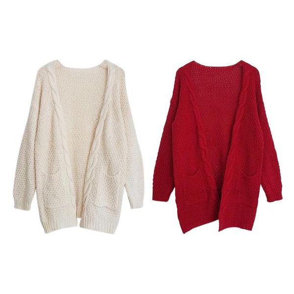 

new autumn winter long cardigan women autumn loose casual knitted sweater streetwear coat, White;black