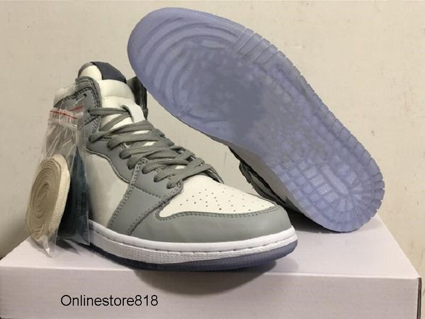 

1 high collaboration basketball designer shoes grey white black i fashion sport chaussures sneakers good quality ship with box