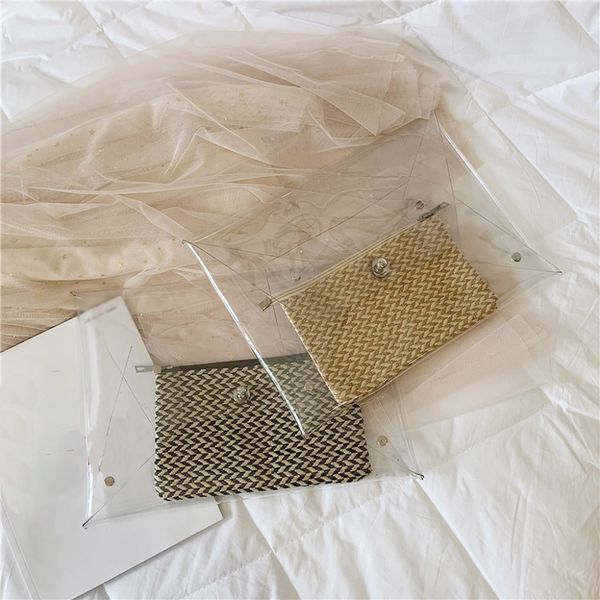 

2pcs transparent clutch composite bag women tote bags hard day clutches bags wedding party evening purse clear clutch bag may02