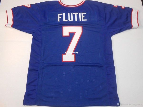 

retro custom sewn stitched #7 doug flutie blue mitchell & ness jersey high-end men's football jerseys college ncaa, Black;red