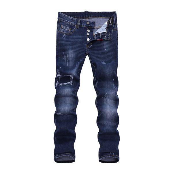

2020 luxury fashion designer jeans mens fashion slim fit brand jeans casual long mens distressed ripped biker jeans motorcycle luxury de, Blue