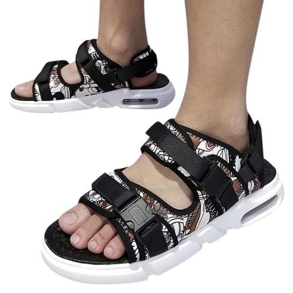 

summer men sandals gladiator beach sandal men's summer casual beach shoes buckle air cushion comfortable non-slip sandals, Black