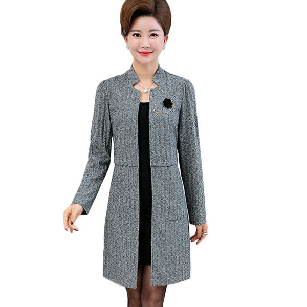

plus size 5xl women knit cardigan coats new middle-aged clothes autumn windbreaker female casual medium long outwear 279, White