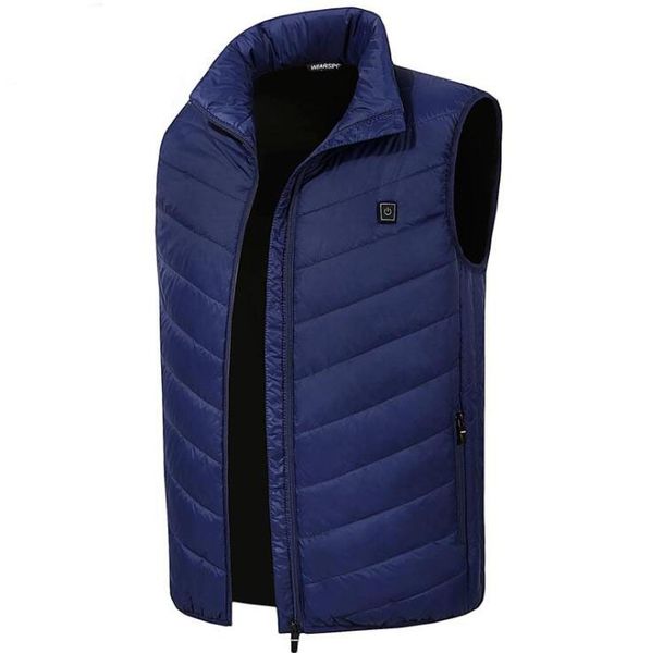 

graphene carbon fiber heated vest adjustable temp. electric heating vest winter thermal waistcoat without power bank, Gray;blue