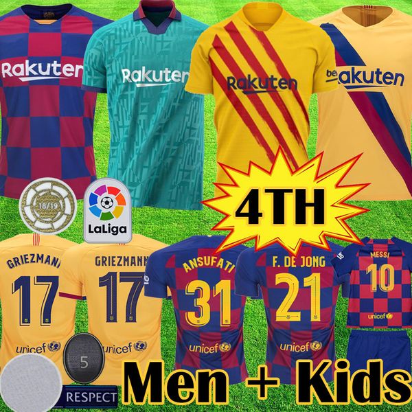 

2019 2020 barcelona occer jer ey me i football hirt griezmann football jer ey equipment 19 20 men kid kit uniform, Black;yellow