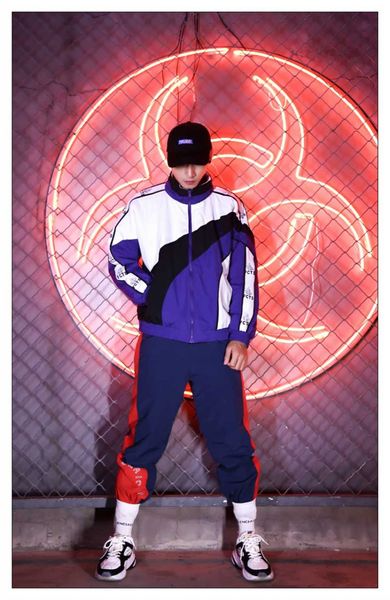 

men winter jacket fashion luxury designer coat net red stand collar color matching cotton coats europe america tide brand hip hop men parka, Black;brown