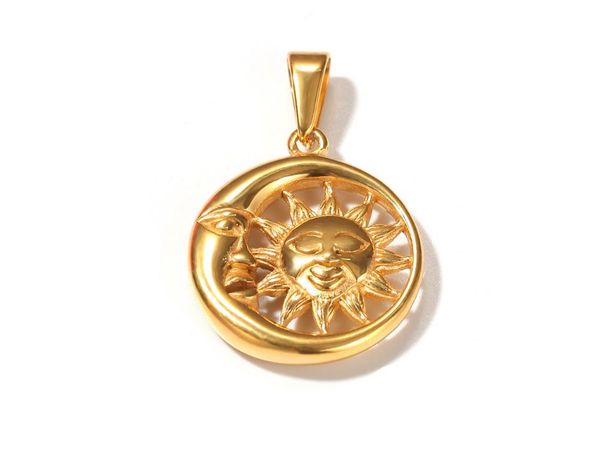 

new men's fashion accessories designer luxury hip-hop stainless steel sun and moon pendant vacuum preservation electroplated hip-hop dj, Silver