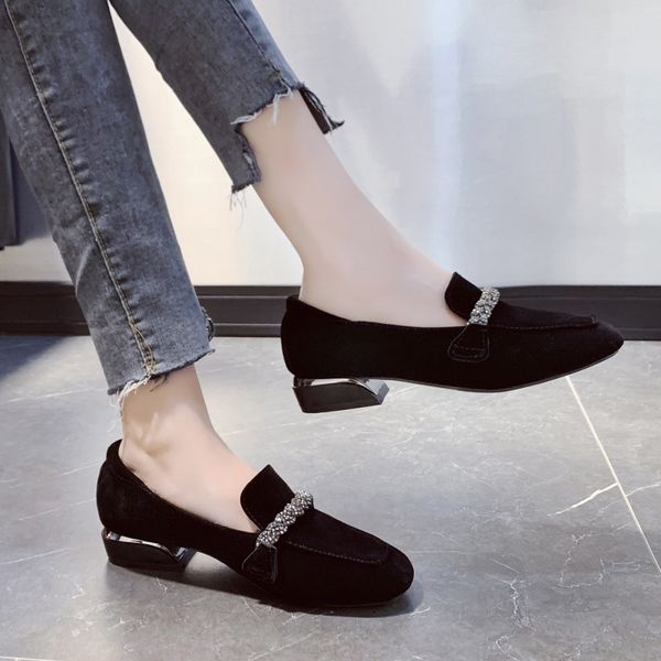 

slip on shoes for women all-match casual female sneakers flats shallow mouth oxfords women's square toe british style modis, Black