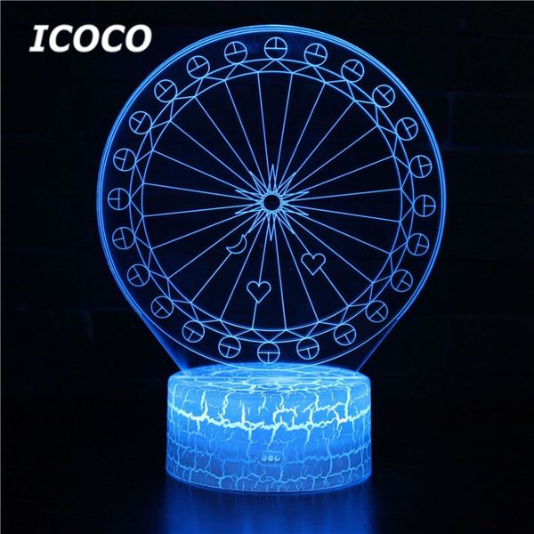 

icoco entertainment facilities series 3d stereo vision lamp acrylic 7 colors changing usb bedroom bedside night light desk lamp