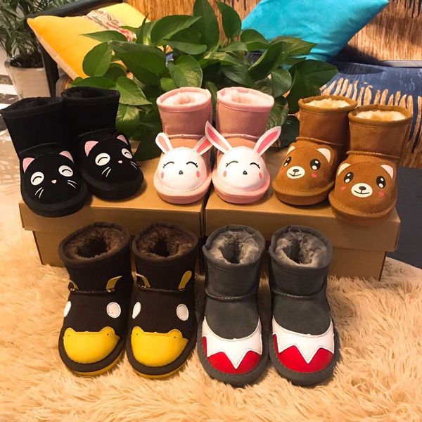 

kids fashion boots winter warm animal pattern shoes child boy girls snow boots baby slip-on snow boots 5 styles 2019 hot, Black;grey