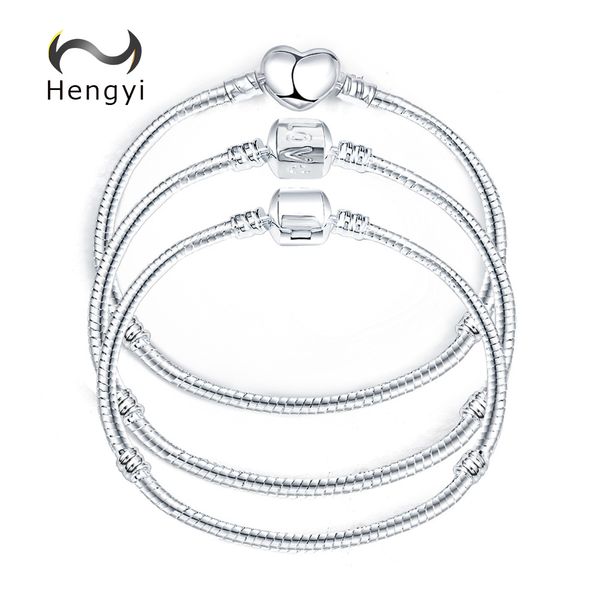 

hengyi 5 style silver color love snake chain bracelet & bangle 17cm-20cm diy jewelry, Golden;silver