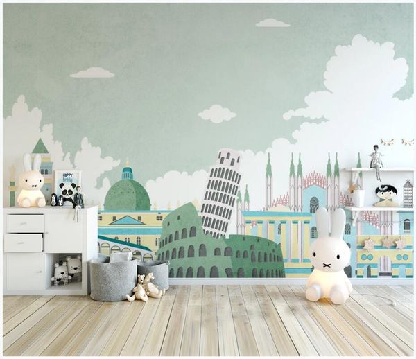 

3d wallpaper custom p hand painted architectural city children's room background home decor 3d wall murals wallpaper for walls 3 d