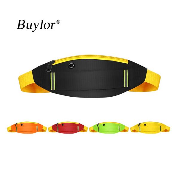 

buylor running waist pack sports belt bag women reflective fanny pack fashion bum bag earphone hip belt pocket cycling jogging