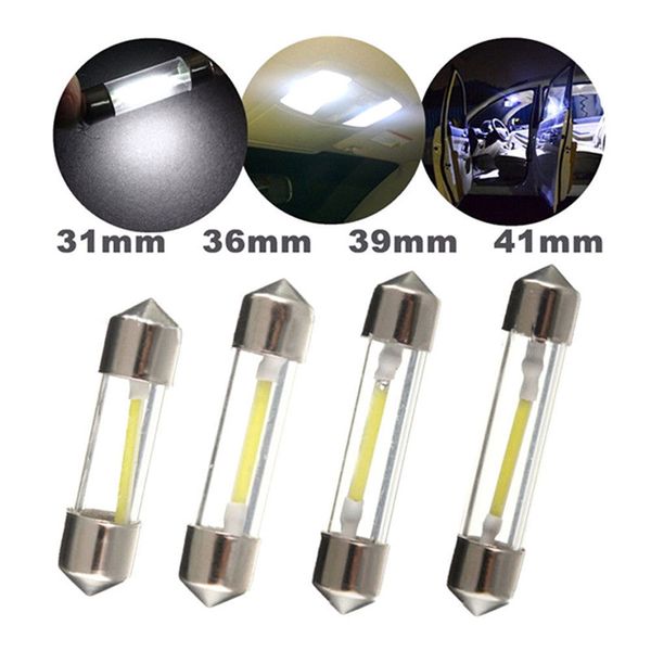 

10pcs c5w led bulb cob car interior bulbs 31/36/39/41mm glass reading light 12v