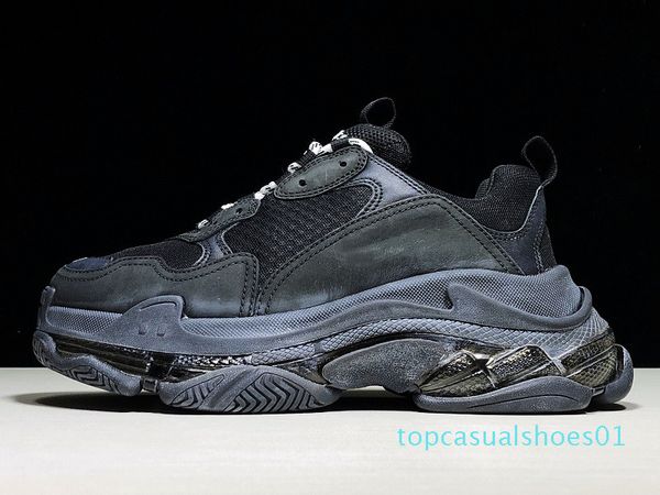

2020 designer casual shoes womens mens sneakers trainers bottom triple s clear sole party chaussures de sport platform shoe paris t01, Black