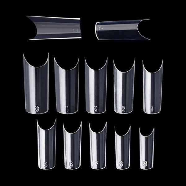 

500pcs/pack transparent nail art extension acrylic artificial fake nail uv gel french false nails diy manicure for salon, Red;gold
