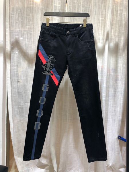 

оптово-swag mens конструктора марка black jeans тощий рваные разрушенный stretch slim fit hop hop брюки с отверстиями для men03, Blue