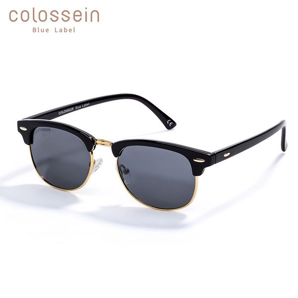 

colossein polarized round sunglasses for men classic fashion retro grey red colors style metal sun glasses uv400 eyewear oculos, Blue