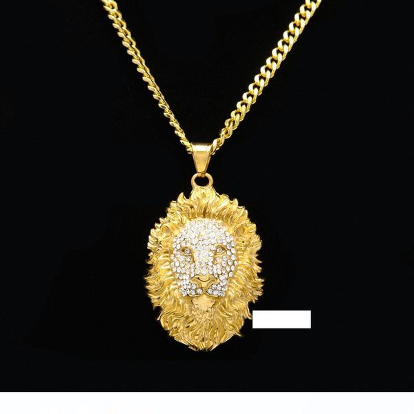 

hip hop big lion head ожерелье животных king vintage gold color hiphop алмазные цепи для мужчин женщин ювелирные изделия подарка, Silver